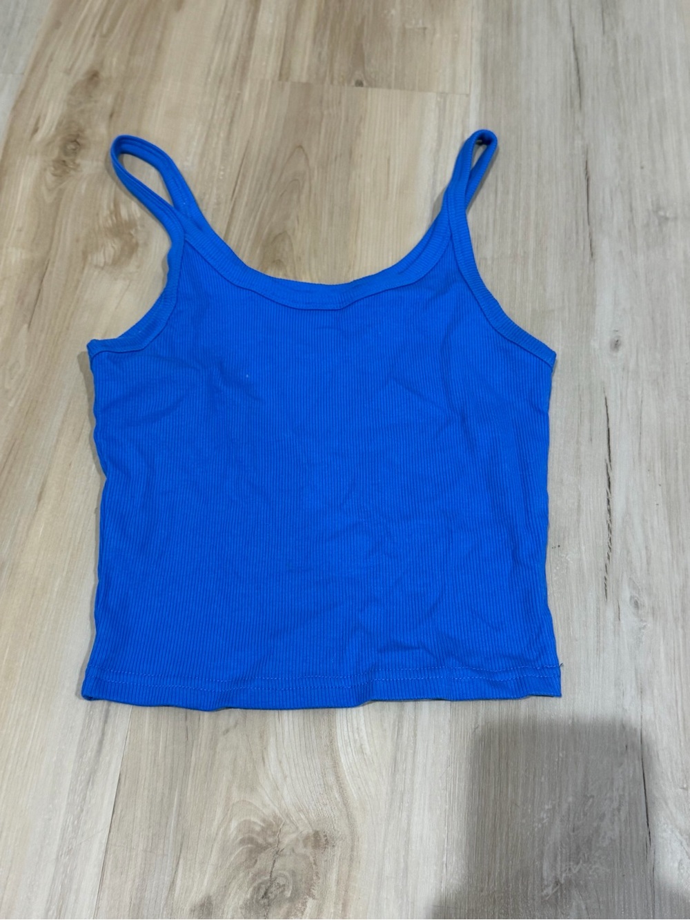 Blue Ribbed Tank Top - Women